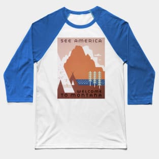 Vintage Travel Poster, Welcome to Montana Baseball T-Shirt